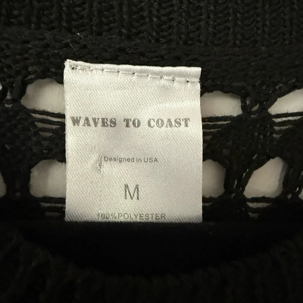 Waves to Coast Black Sleeveless Crochet Midi Maxi Dress Women’s Med Swim Coverup - Picture 11 of 12